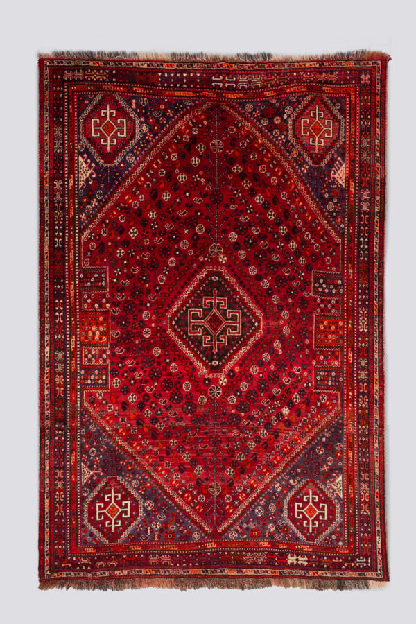 Vintage Fine Qashqai Maharloo Carpet 4.3SQM