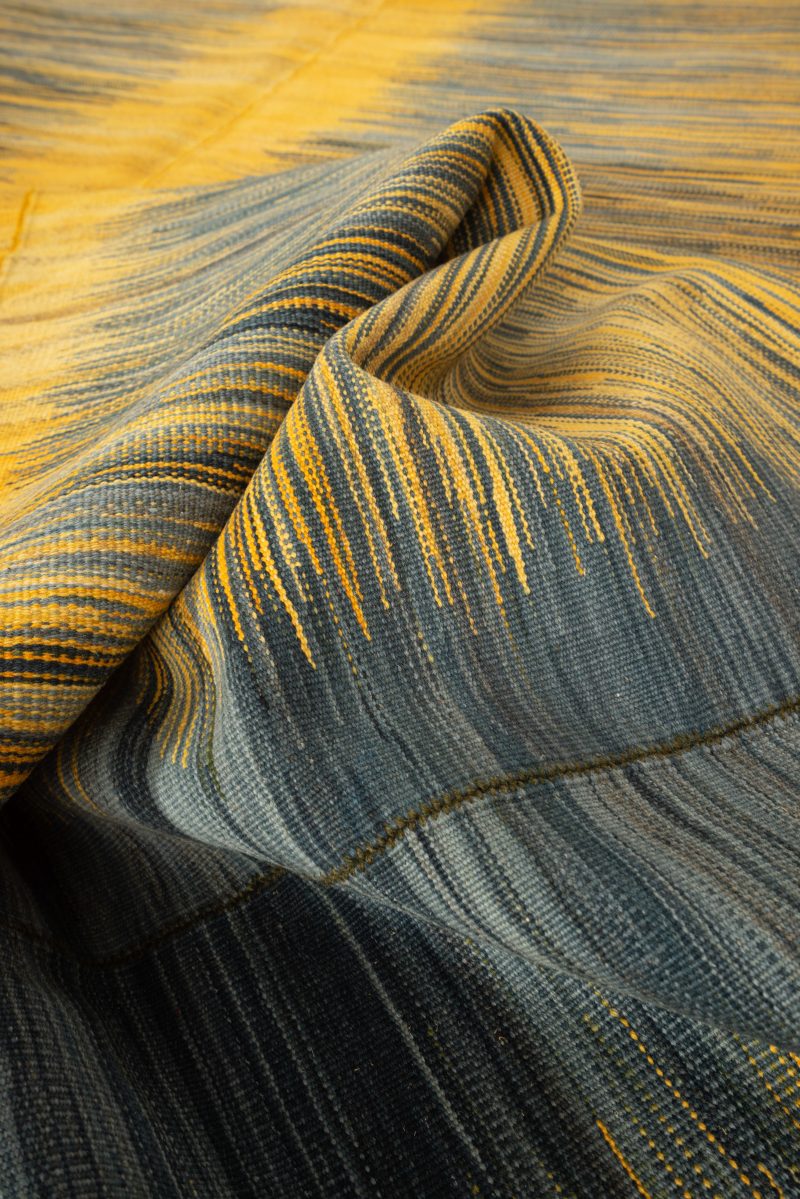New Weave Undiscovered Minimalism Fine Green Grey and Yellow Killim 8.62 SQM