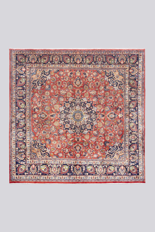 Vintage Mashhad Lachak Toranj Floral Square Carpet 8.7 SQM