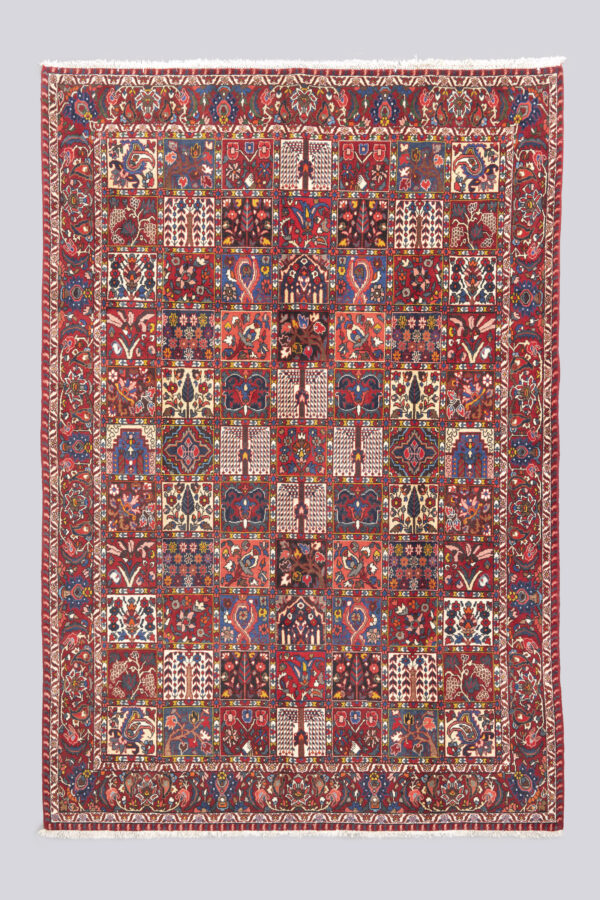 Vintage Bakhtiari Persian garden Kheshti Carpet 6.5 SQM