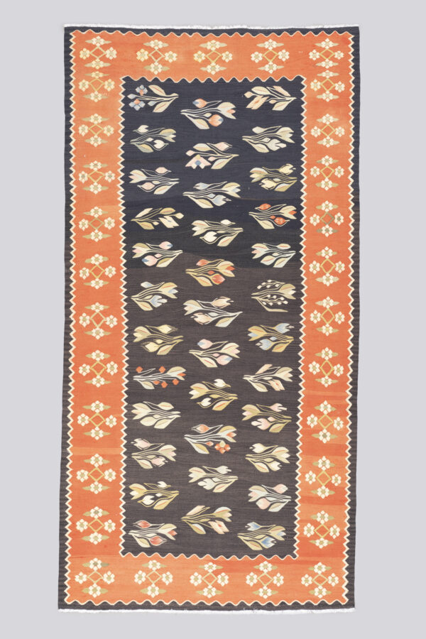 Antique Sanneh Pictorial Rose Bushes Fine Kilim 2.2SQM