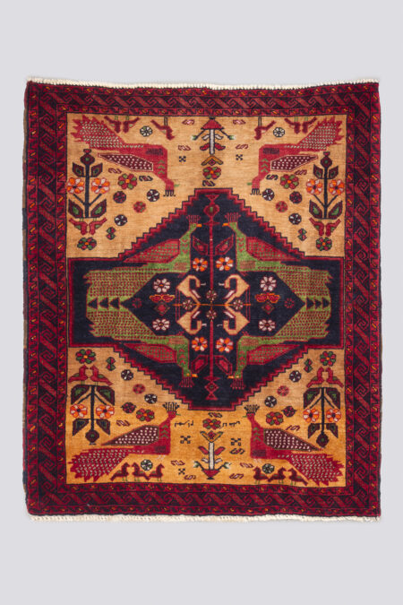 RCA108 Vintage Balouch Pictorial Signed Carpet