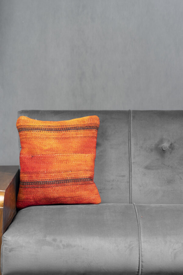 Dark Orange Striped Jajim Cushion 35x35cm