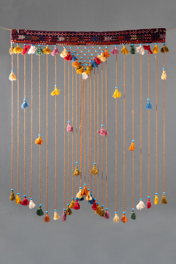 Decorative Carpet Turquoise Pearl & Tassel Wall Hanging 150 Cm