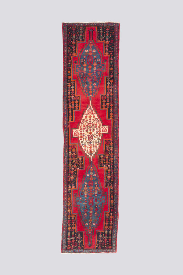 Vintage Zanjan rare triple Toranj Carpet Runner 3SQM