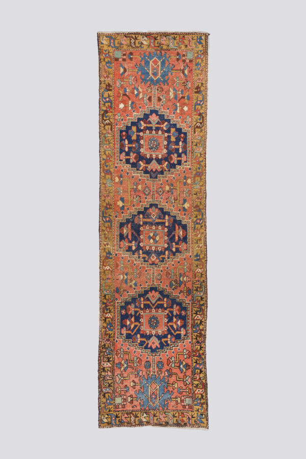Antique Malayer Triple Toranj Fine Carpet Runner