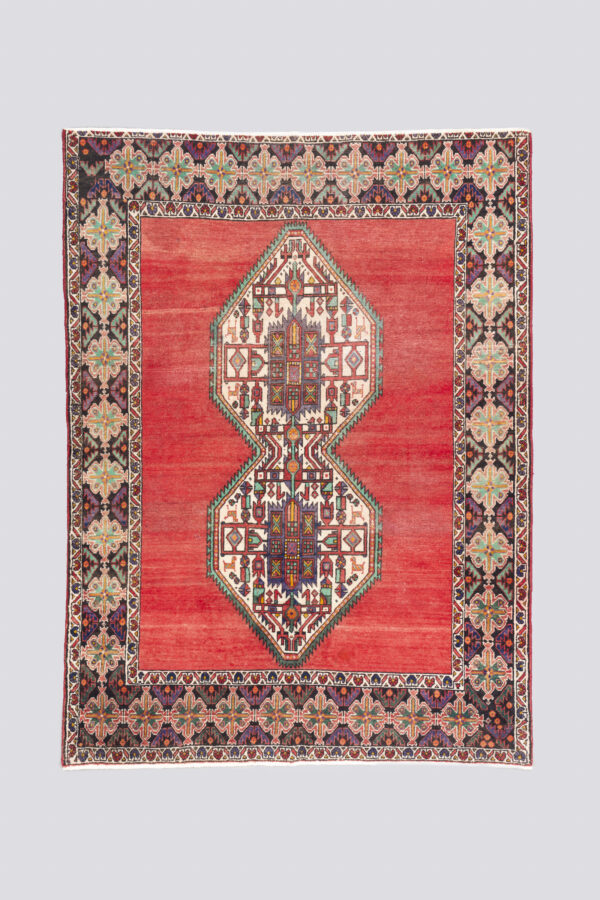 Vintage Afshar Dual Toranj Worn Carpet 2.4SQM