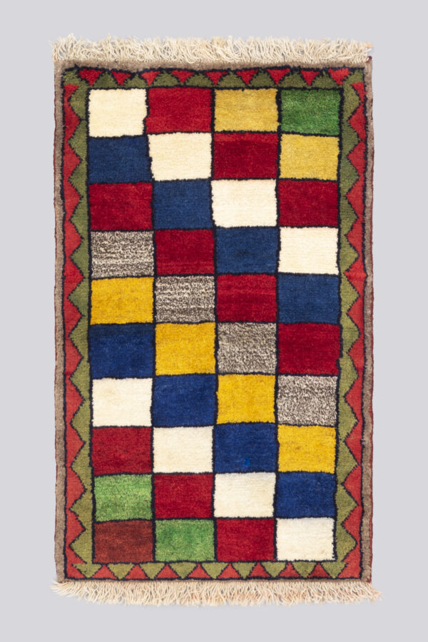 Vintage Qashqai Checkered Gabbeh Poshti 0.6SQM