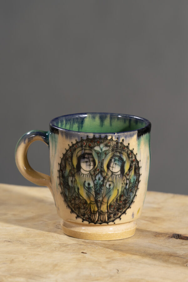 Nishapur Ceramics Hand Painted Handled Large Mug