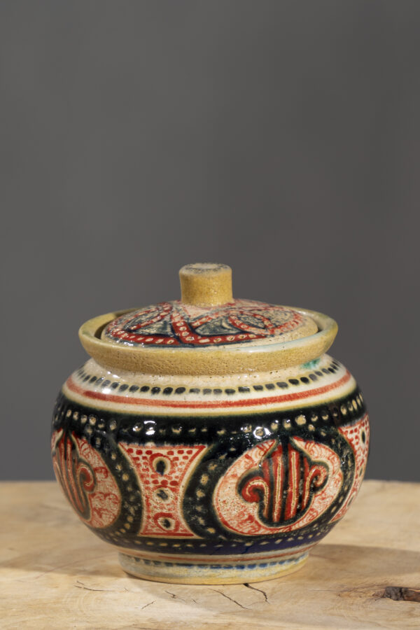 Nishapur Ceramics Hand Painted Sugar Jar