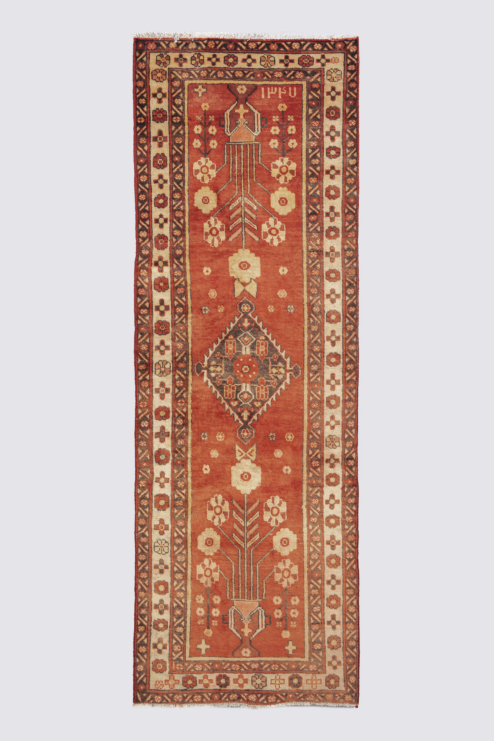 Rca264-Edit-Carpet Semi Antique Miane (Dated 1948) Vases Capret Runner 310*105Cm - Image 1