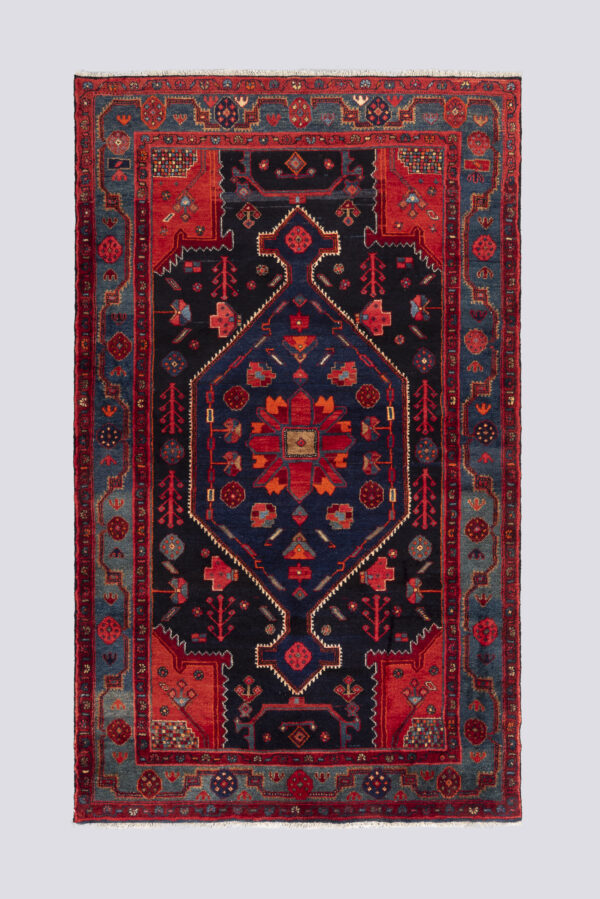 Vintage Zanjan Checkerd Lachak Carpet 4.4SQM