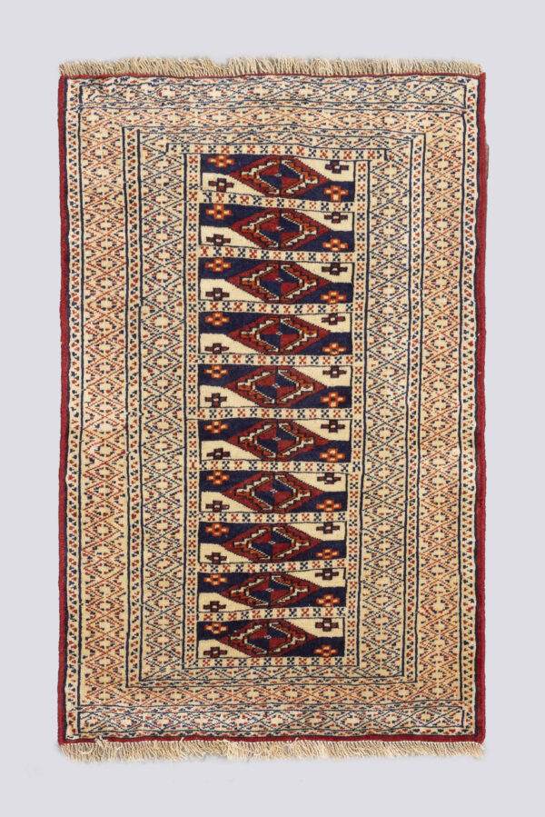 Vintage Fine Torkaman Yamut Qafse Gool Poshti Carpet0.5SQM