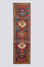 Antique Fine Heriz Five Toranj Golden Frame Carpet Runner 4.8SQM