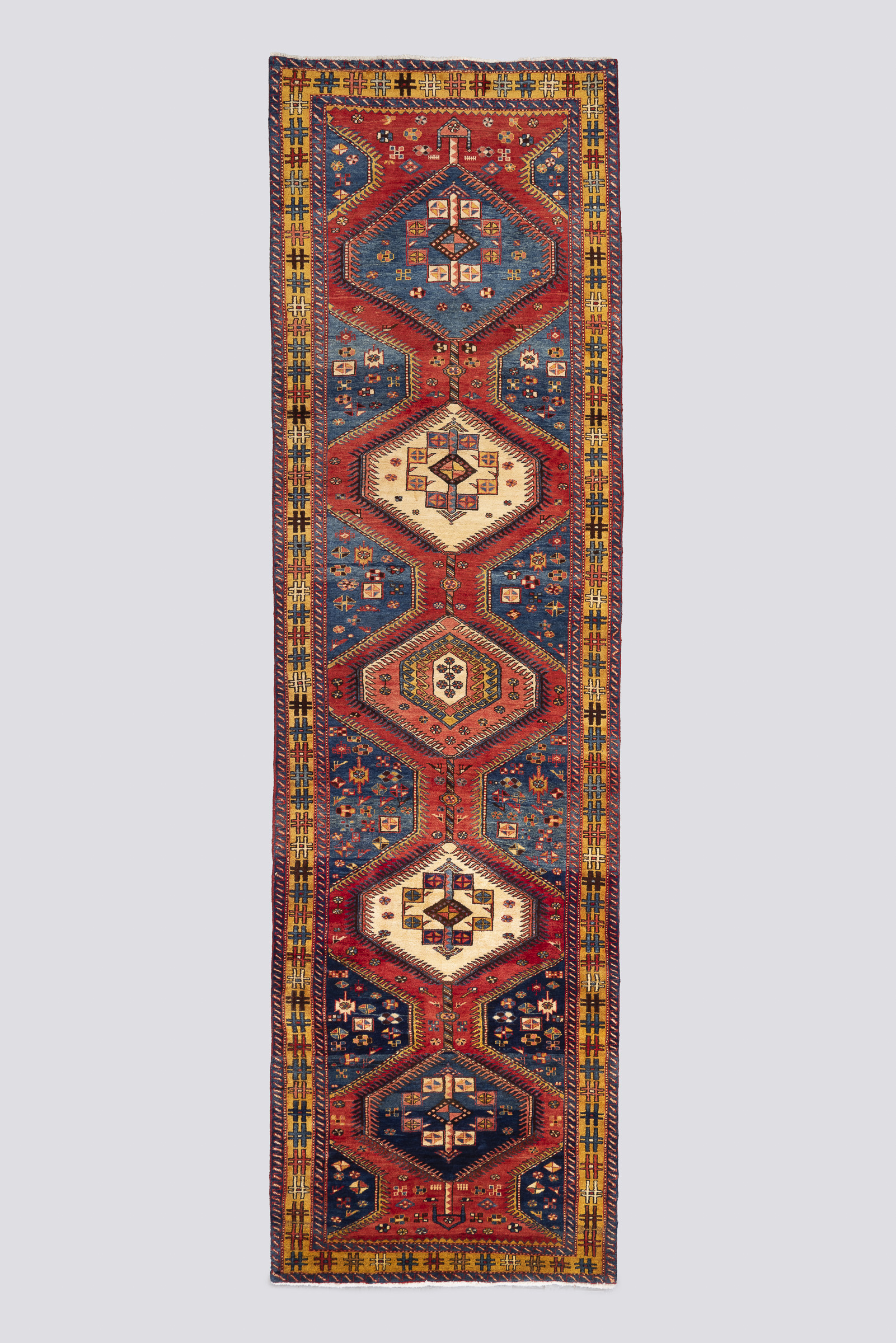 Rca300-Edit-Carpet Antique Fine Heriz Five Toranj Golden Frame Carpet Runner 4.8Sqm - Image 1