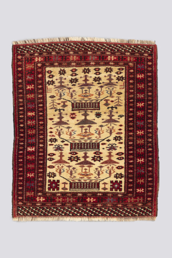Antique Fine Torkaman Poshti Carpet 0.5SQM