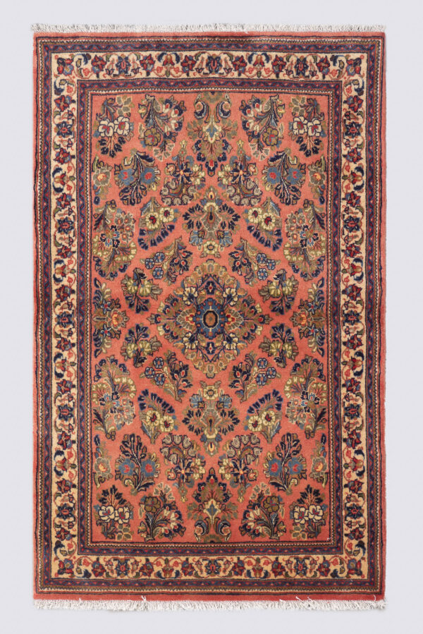 Semi Antique Sarouk American Flower Carpet 1.6SQM