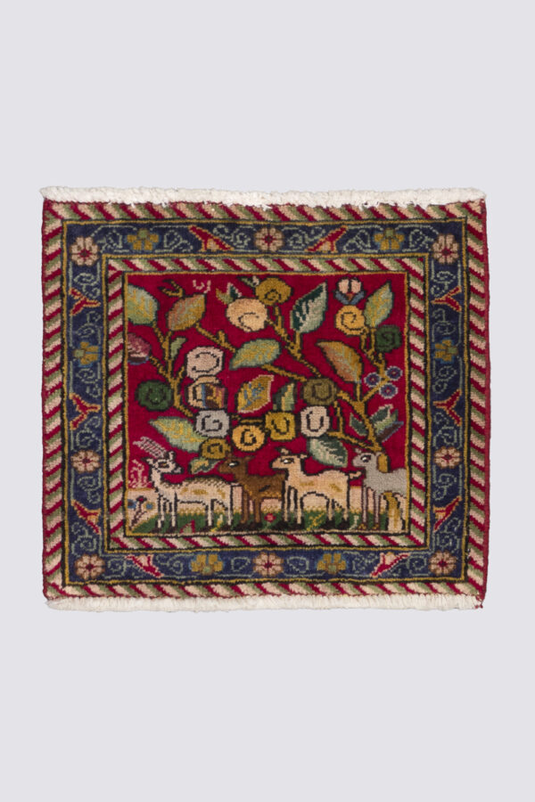 Vintage Tabriz Pictorial Poshti Carpet 0.2 SQM