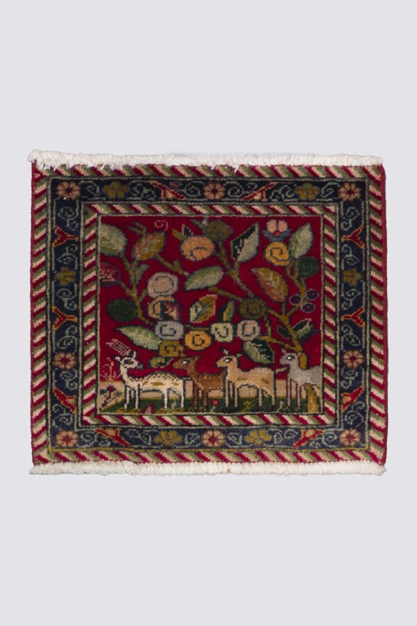Vintage Tabriz Pictorial Poshti Carpet 0.2 SQM