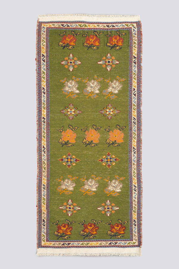 Vintage Sirjan Green Soumak Kilim 0.8SQM