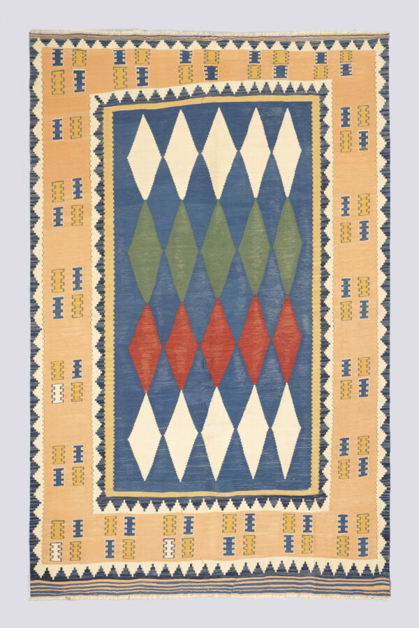 Vintage Qashqai Firuz Abad Diamonds Kilim 4.2SQM