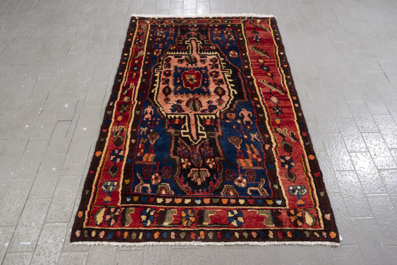 Antique Nahavand Nili Qalat Figures Carpet 152*105Cm - Image 4