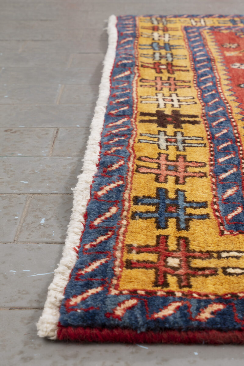 Antique Fine Heriz Five Toranj Golden Frame Carpet Runner 4.8Sqm - Image 9