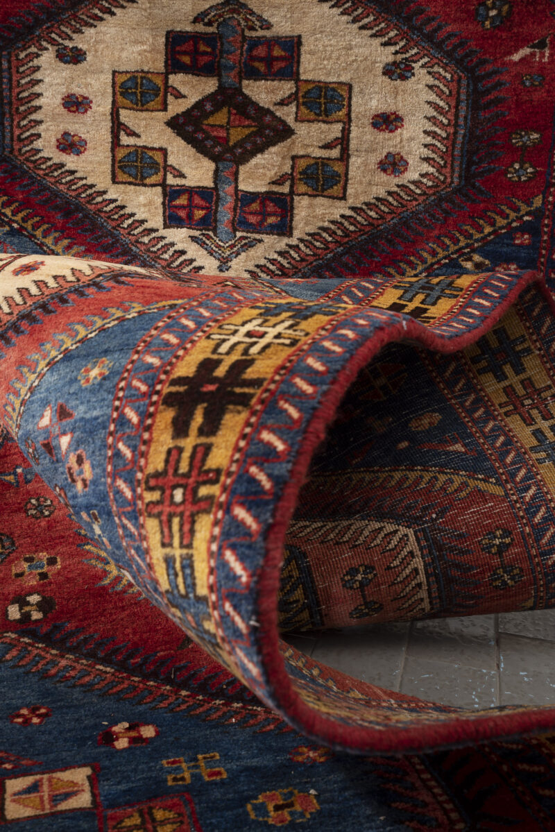 Antique Fine Heriz Five Toranj Golden Frame Carpet Runner 4.8Sqm - Image 10