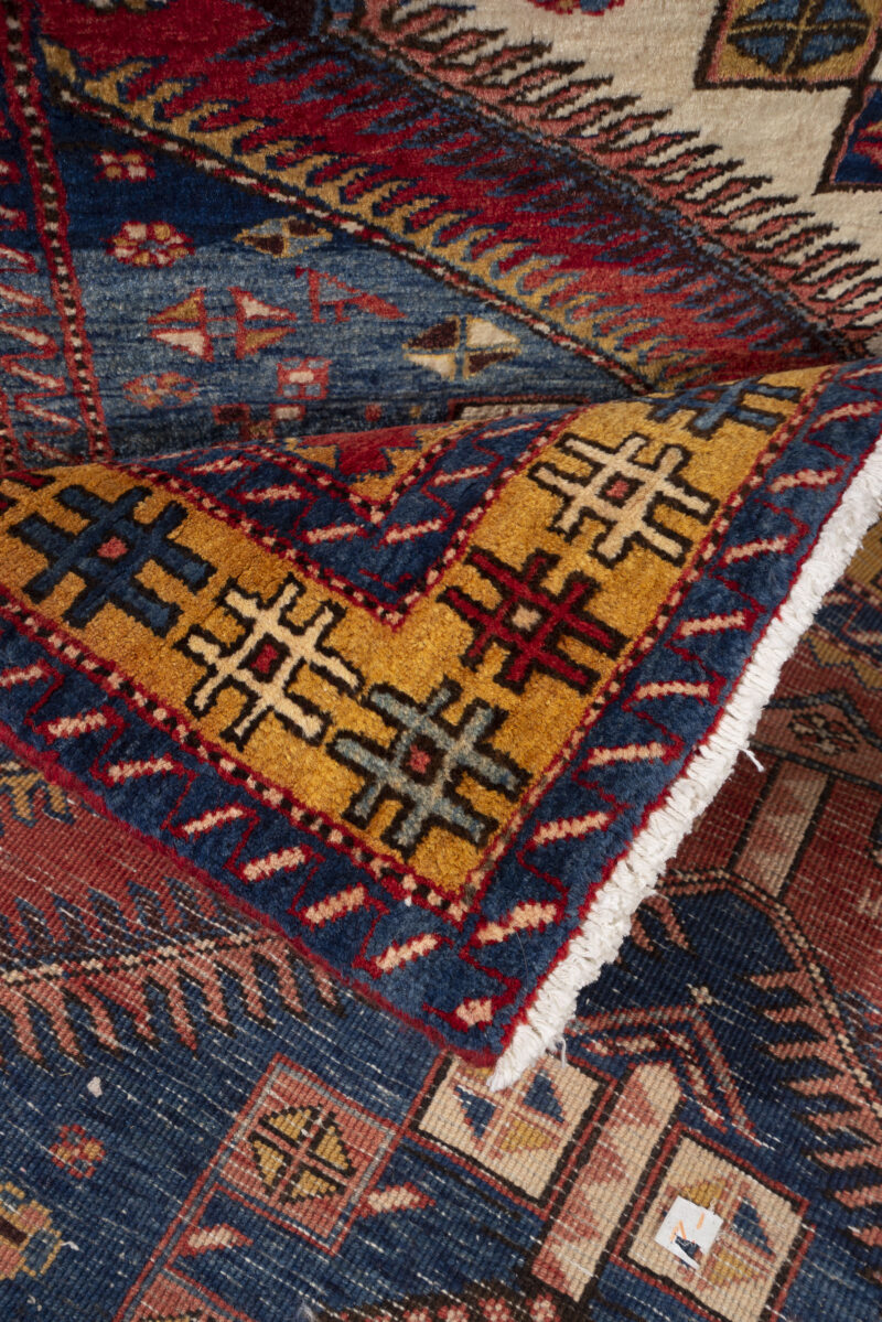 Antique Fine Heriz Five Toranj Golden Frame Carpet Runner 4.8Sqm - Image 12