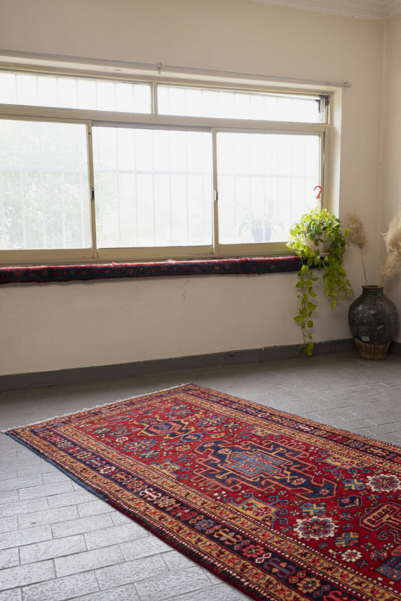 Antique Heriz Pictorial Carpet Runner 371*123Cm - Image 2