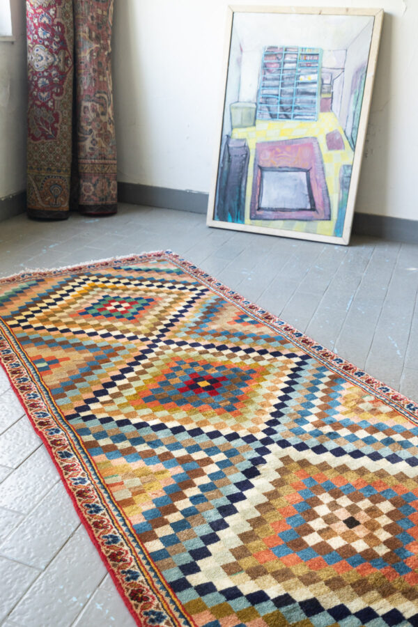 RG154 Contemporary Persian Ardakan Checkered Lozenges Rug Runner 8