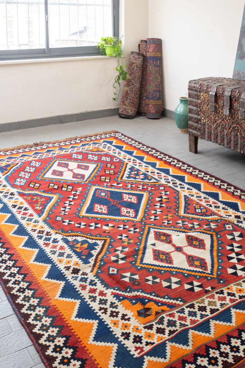 RK225 Antique Qashqai Triple Toranj Fine Kilim 2