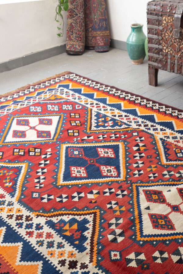 RK225 Antique Qashqai Triple Toranj Fine Kilim 6