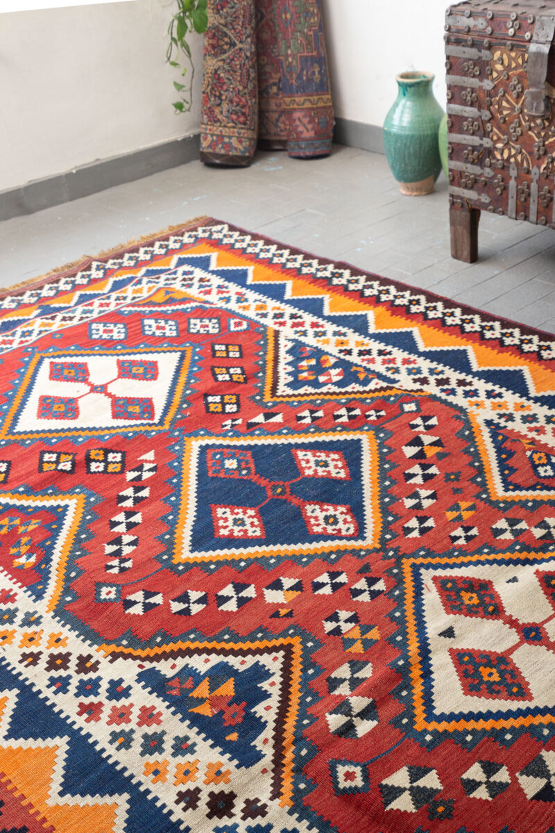 RK225 Antique Qashqai Triple Toranj Fine Kilim 6