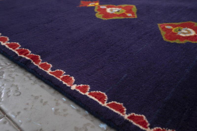 Vintage Mashahd Nili Double Toranj Poshti Carpet 0.5Sqm - Image 4