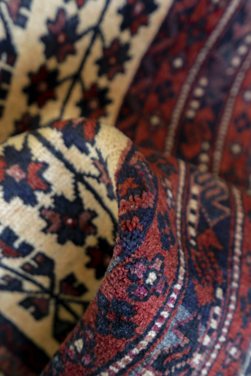 Semi Antique Baluch Fine Vases Persian Carpet Runner 202*90Cm - Image 6