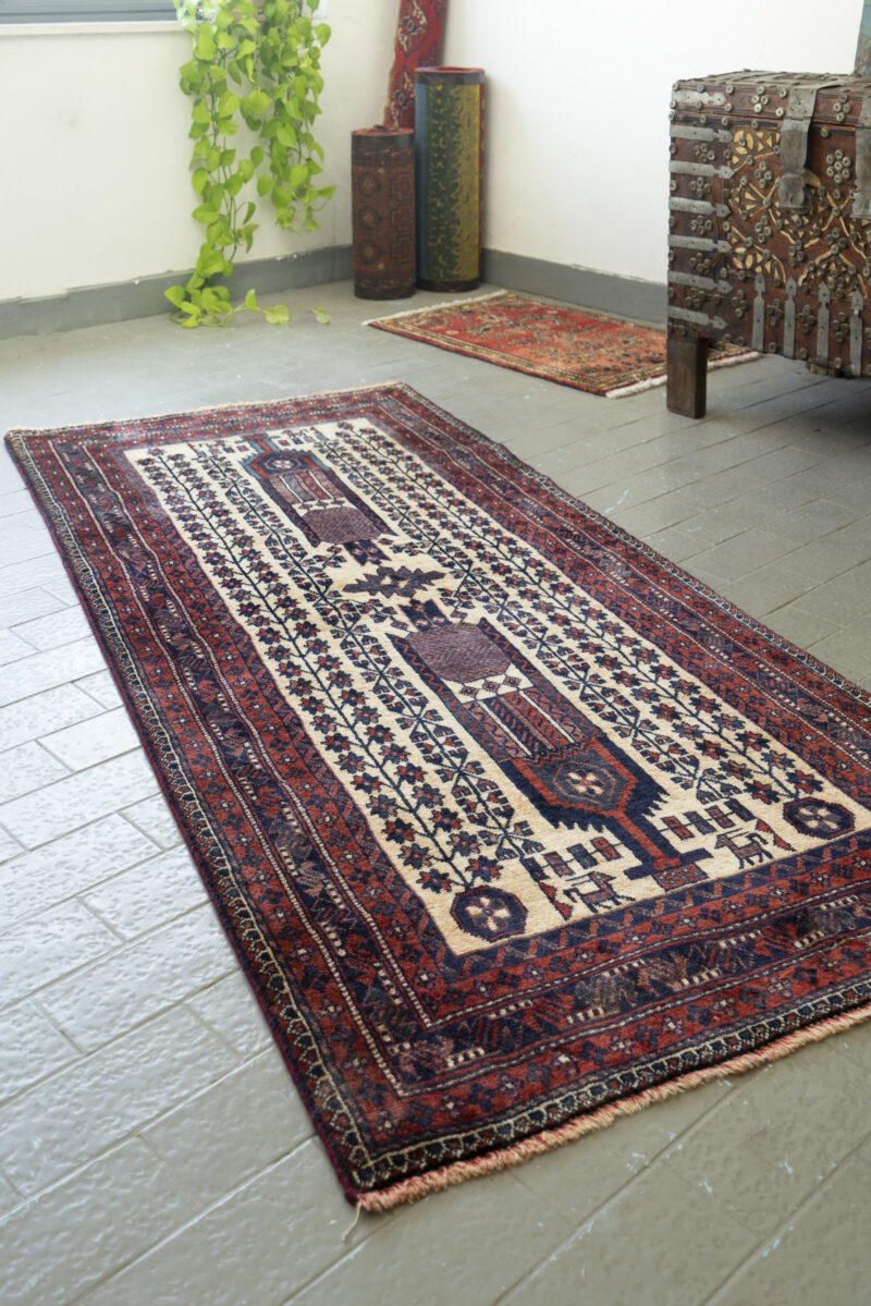 Semi Antique Baluch Fine Vases Persian Carpet Runner 202*90Cm - Image 3