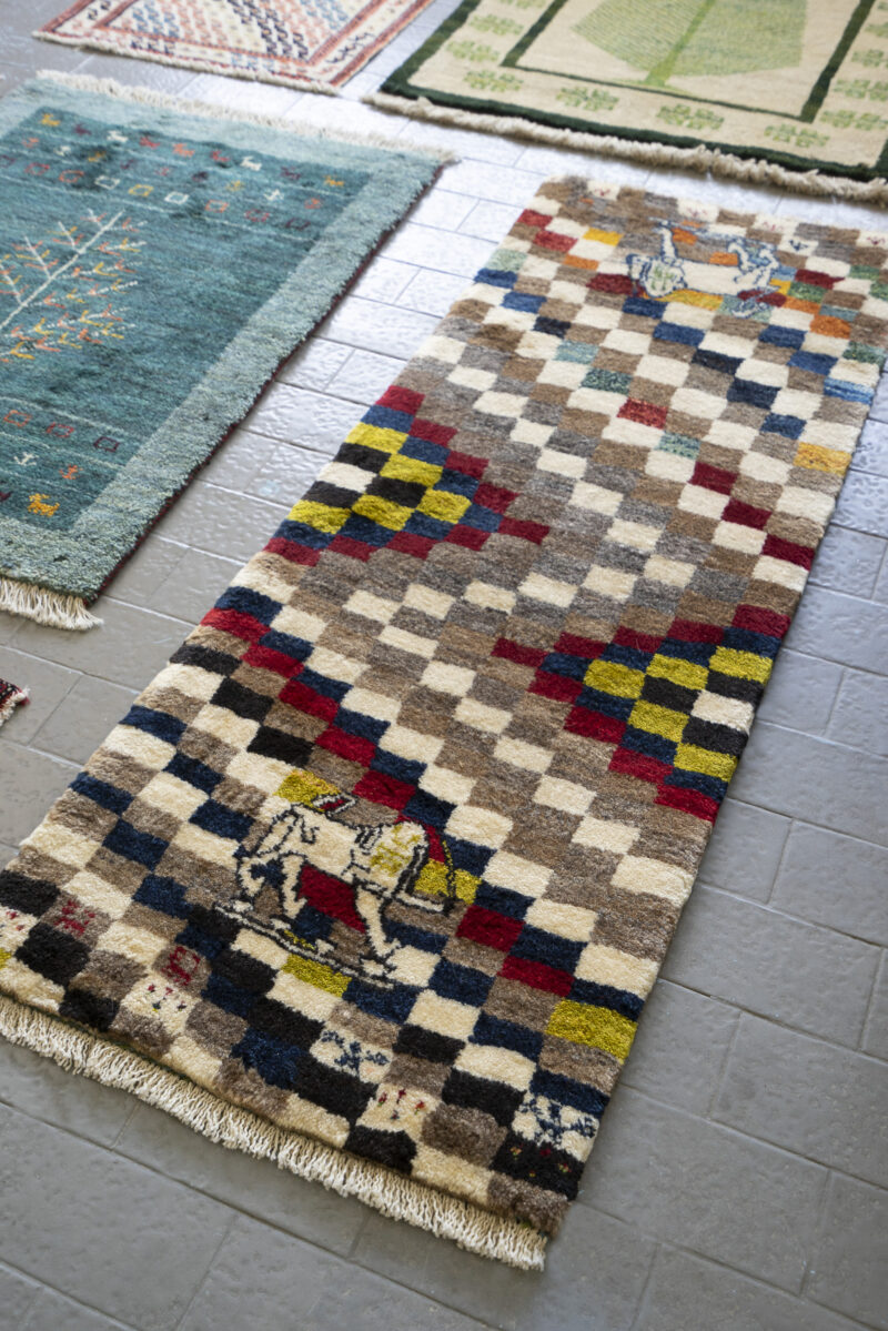 Checkered Qashqai Lion Gabbeh Runner 145*57Cm - Image 2