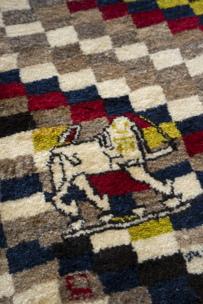 Checkered Qashqai Lion Gabbeh Runner 145*57Cm - Image 3