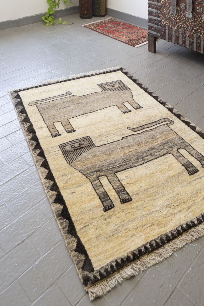 Contemporary Qashqai Lion Persian Gabbeh 105*140Cm - Image 2