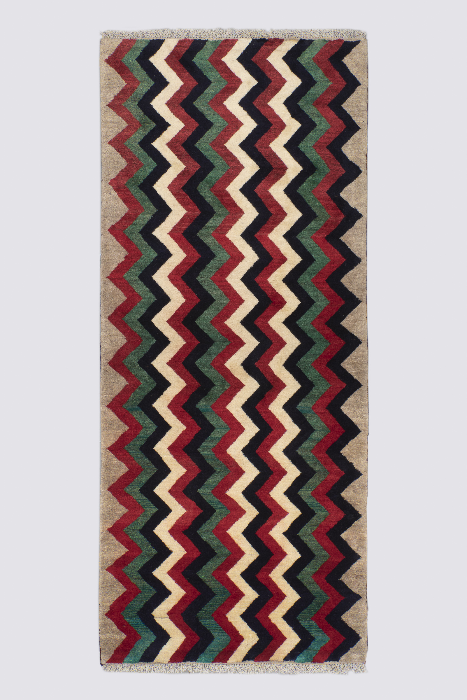 Rg125-Gabbeh-5 Contemporary Qashqai Moji Gabbeh Runner 258*109Cm - Image 1