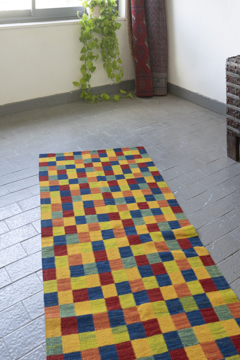 New Weave Bijar Fine Checkered Alvan Kilim Runner 171*76Cm - Image 2