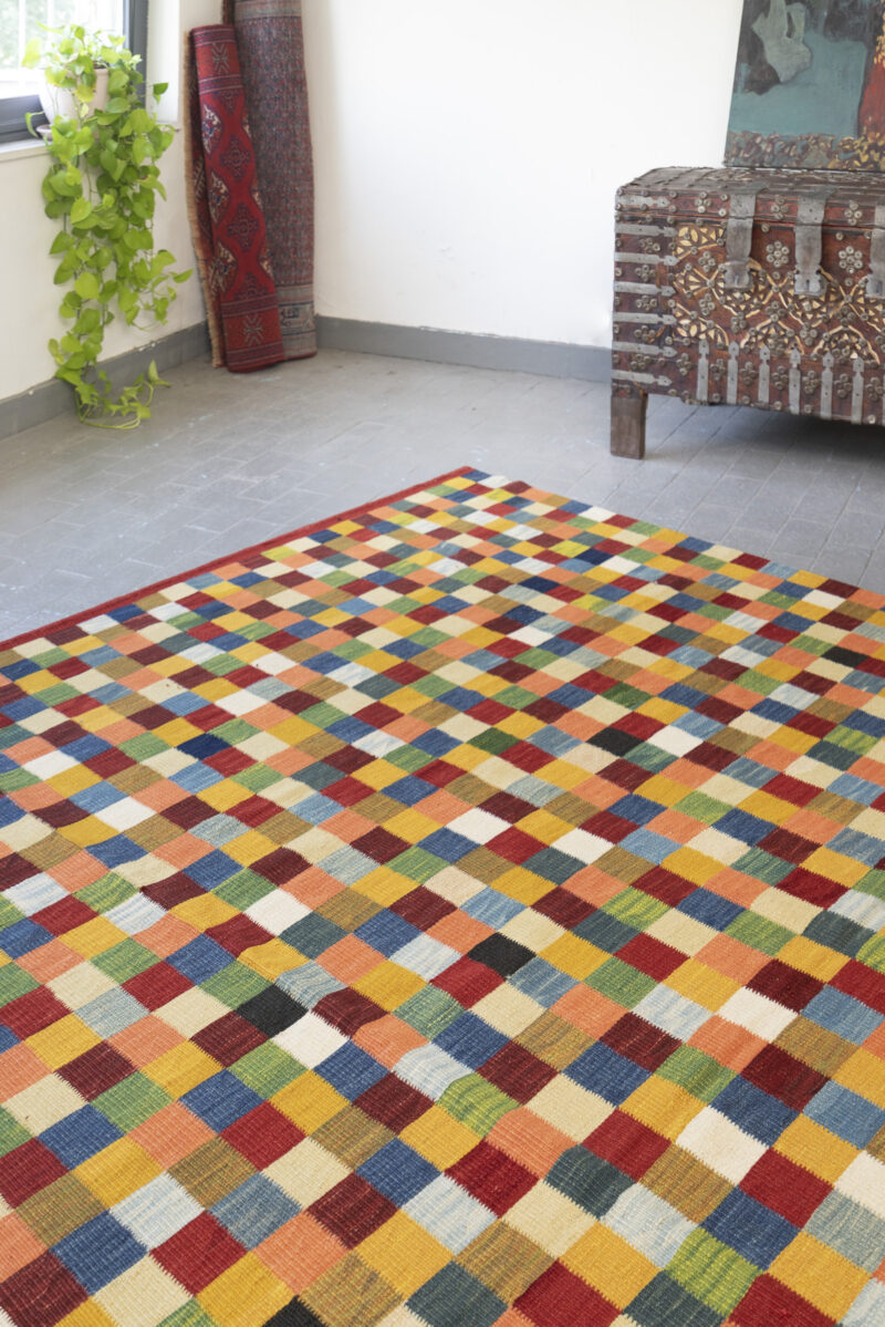 New Weave Bijar Fine Checkered Alvan Kilim 317*205Cm - Image 2