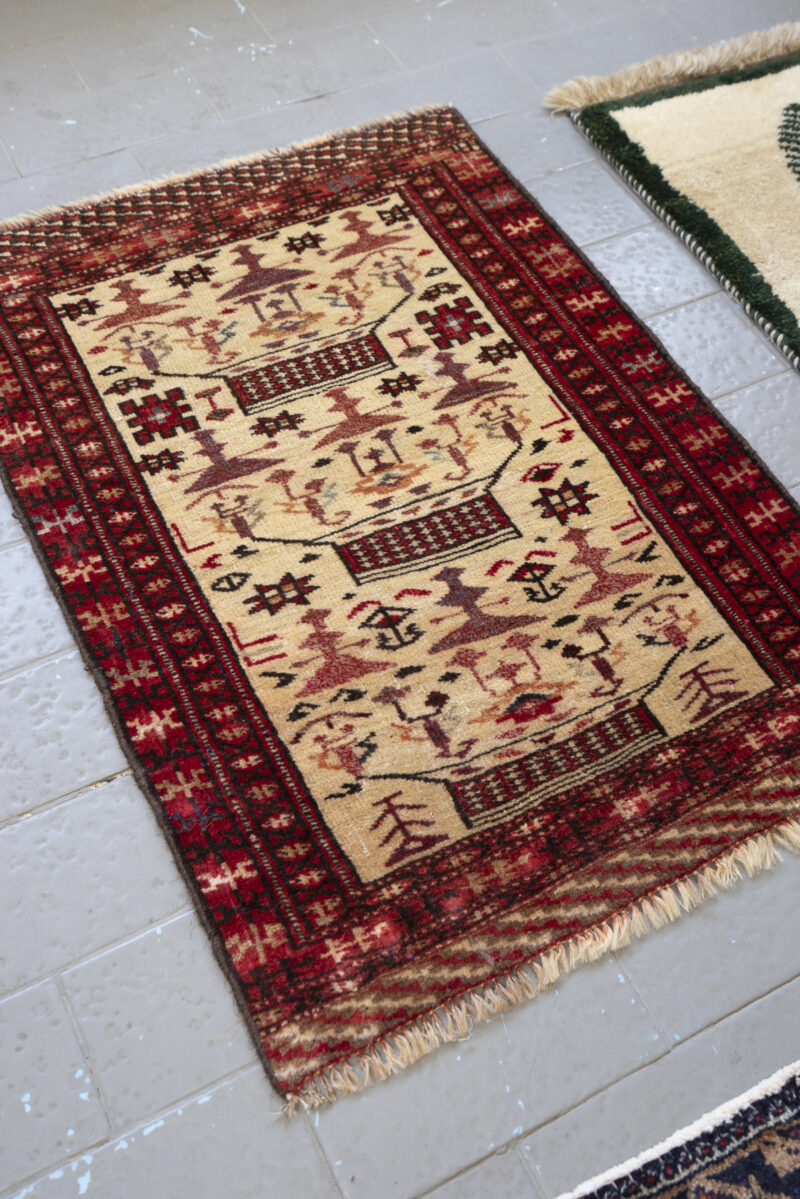 Antique Fine Torkaman Poshti Carpet 77*54CM - Image 2