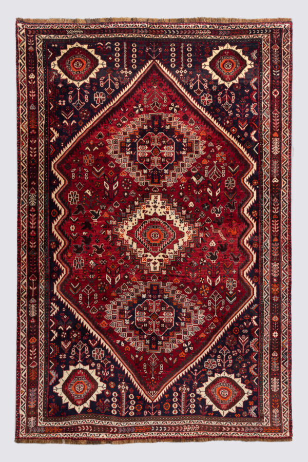 Red Qashqai Kashkuli rug
