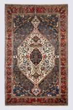 Fine Bakhtiari Persian Rug with Ivory Medallion