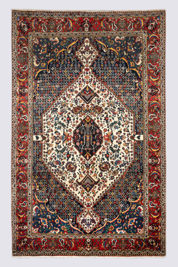 Fine Bakhtiari Persian Rug with Ivory Medallion