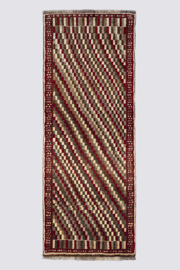 Bakhtiari checkered Persian Gabbeh runner 210×80 cm