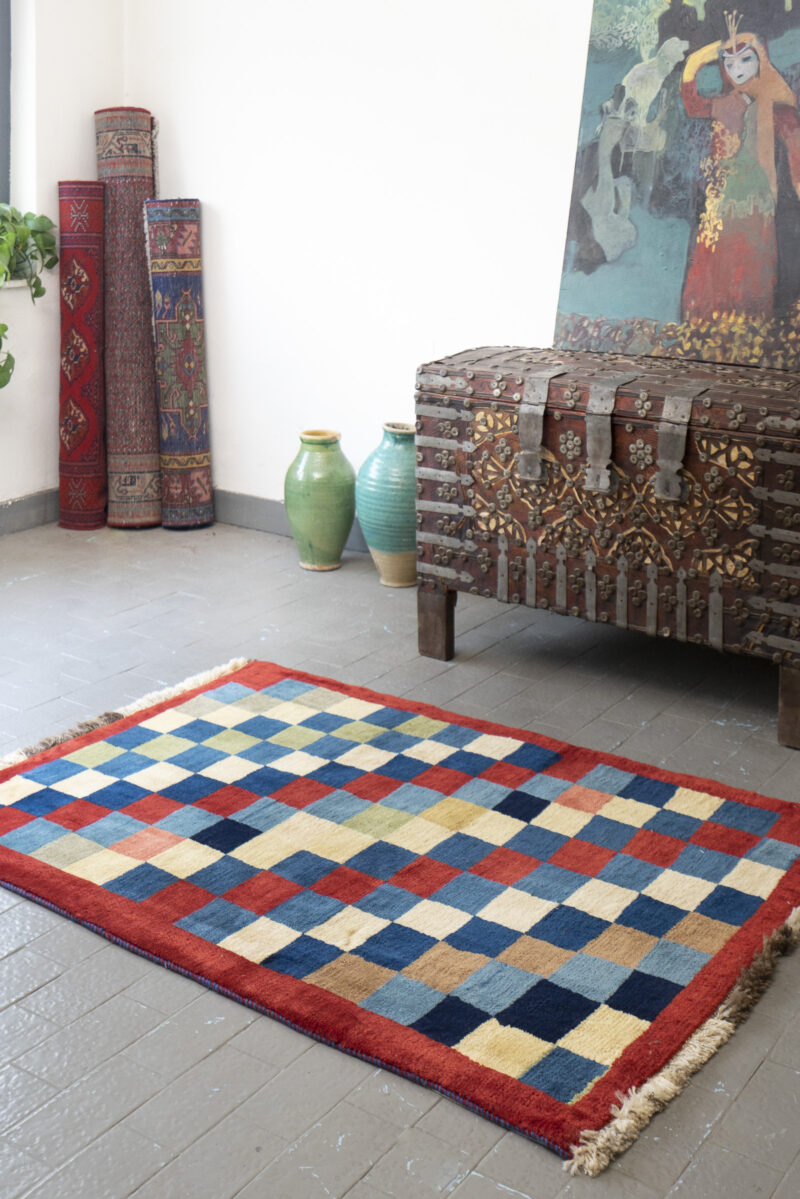 Contemporary  Qashqai Checkered Gabbeh 144*108CM - Image 2