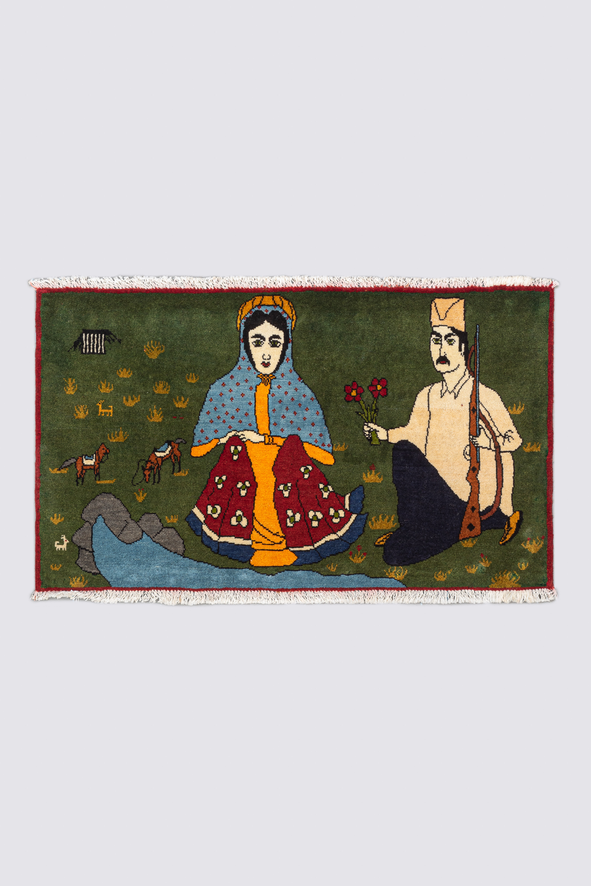 Vintage Qashqai Romance Pictorial Carpet
